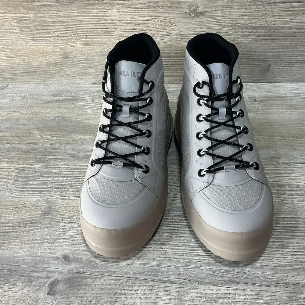 Moon Boots Men's Glacier Grey Mid Nylon Up Trek Limited Edition Size 11.5 NEW